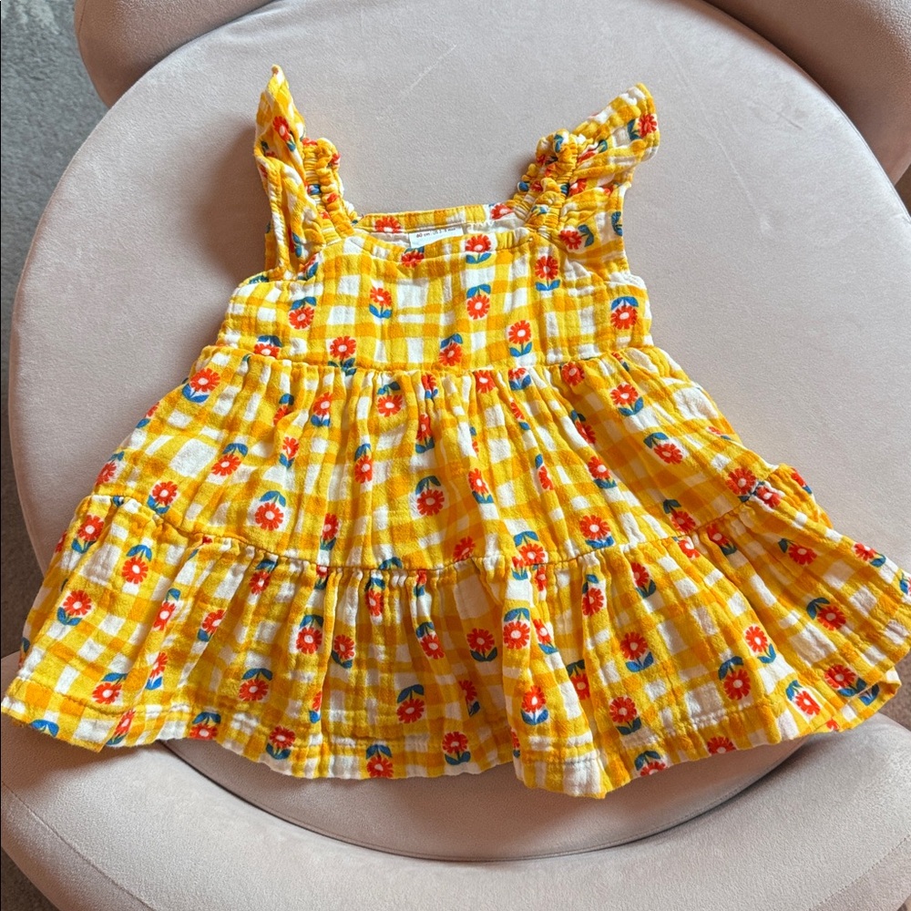 Hanna Andersson Yellow Floral Plaid Sundress